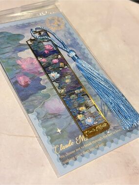 Flower Shadow Claude Monet Inspired Metal Bookmark with Tassle